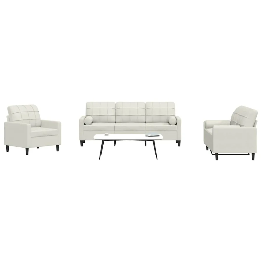Ensemble de canapés 3 pcs avec coussins et traversins velours