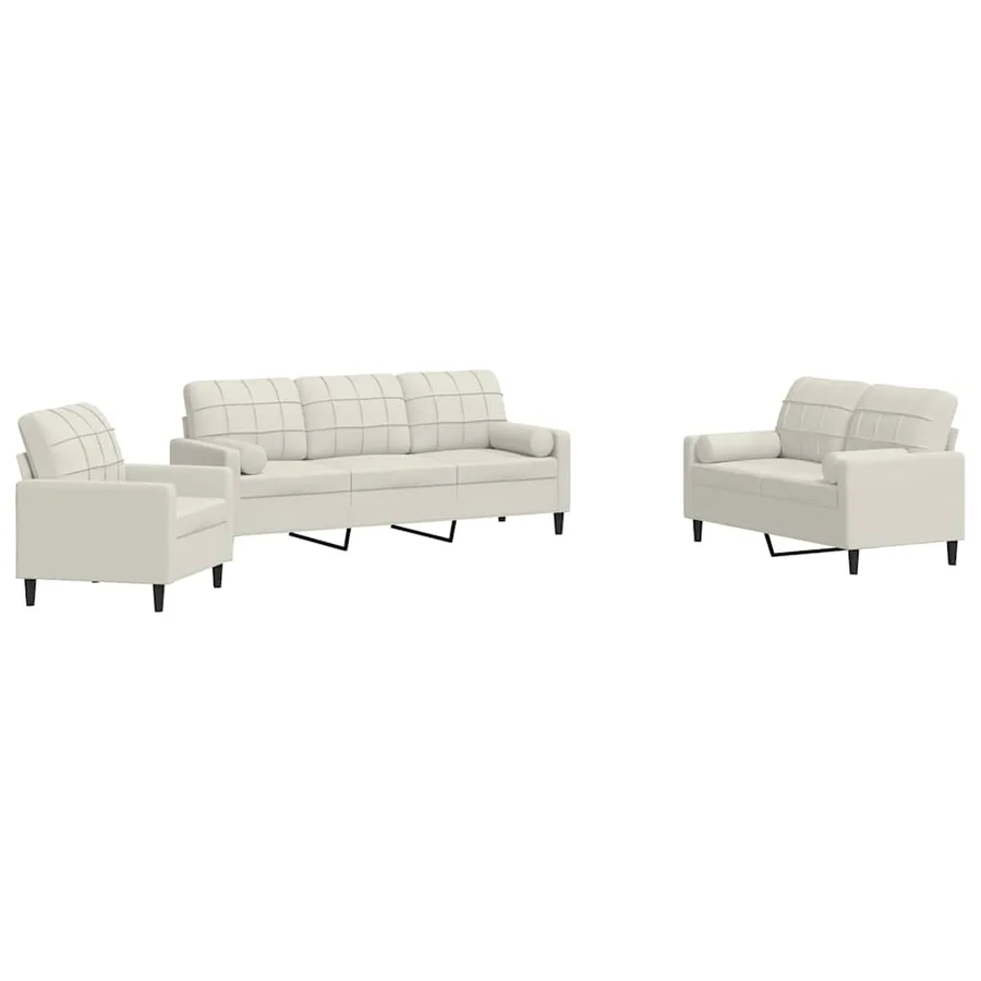 Ensemble de canapés 3 pcs avec coussins et traversins velours - 2