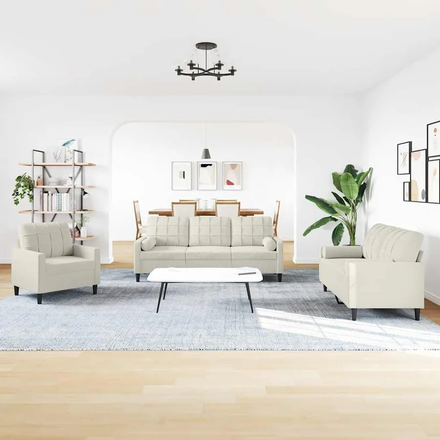 Ensemble de canapés 3 pcs avec coussins et traversins velours - 3