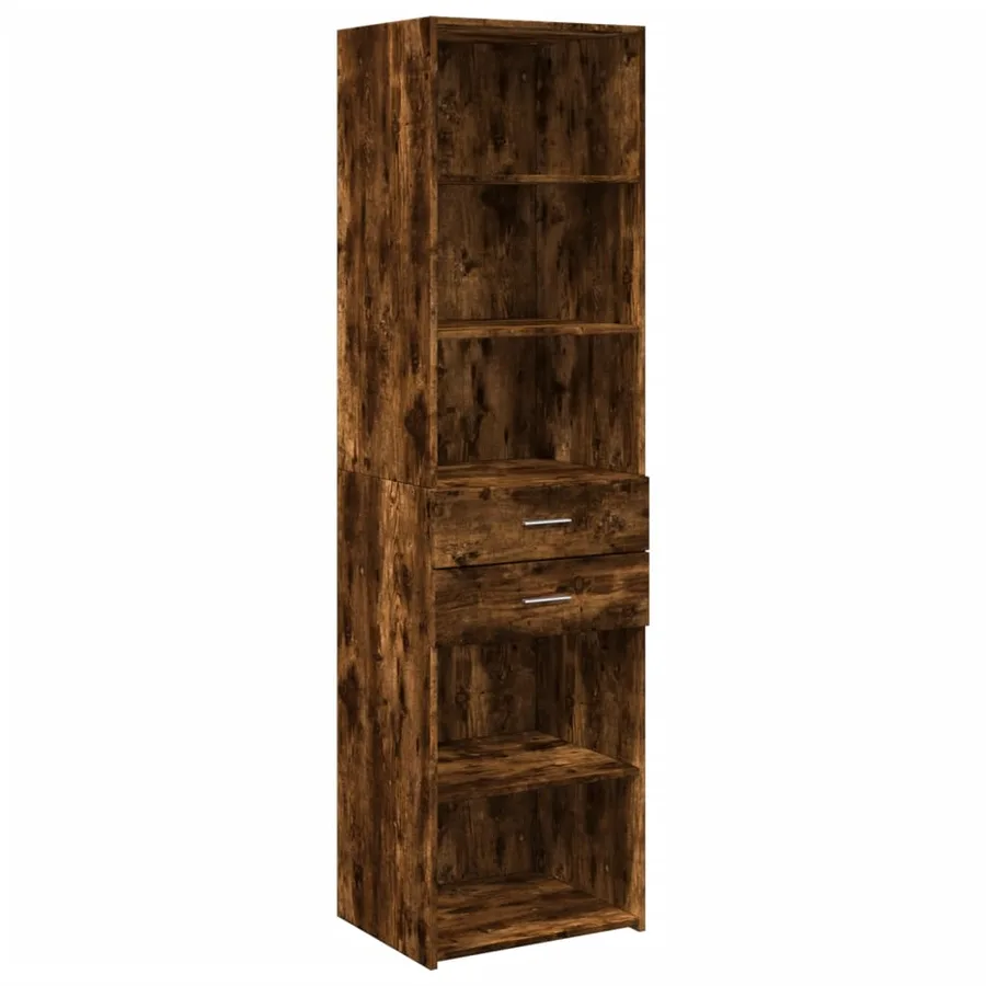 Buffet haut chêne fumé 50x42,5x185 cm bois d'ingénierie - 2