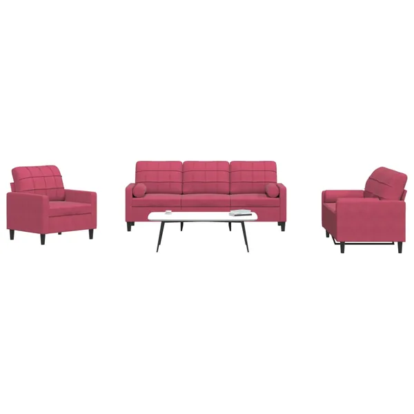 Ensemble de canapés 4 pcs avec coussins et traversins velours