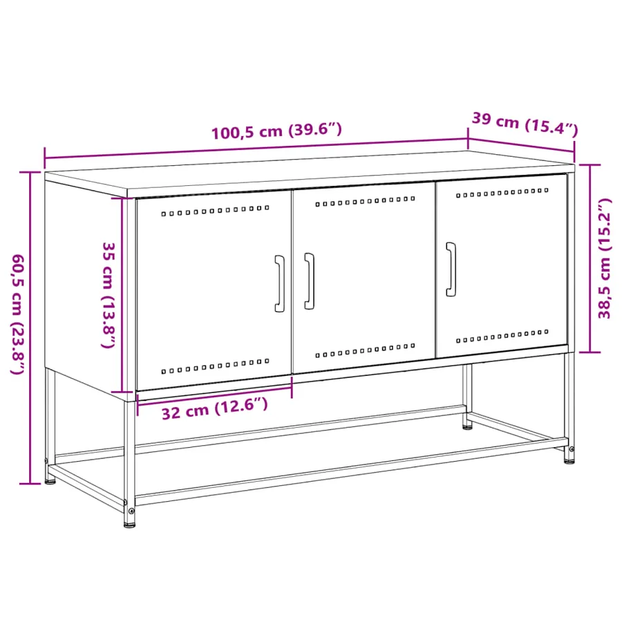 Meuble TV anthracite 100,5x39x60,5 cm acier - 13
