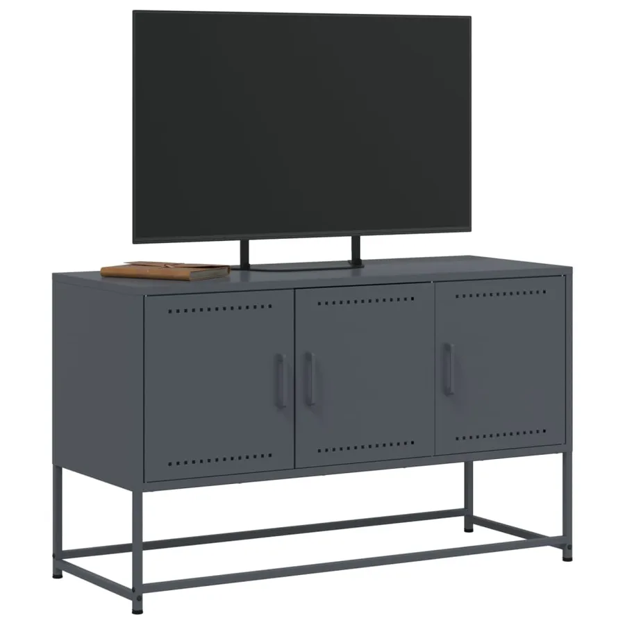 Meuble TV anthracite 100,5x39x60,5 cm acier - 4