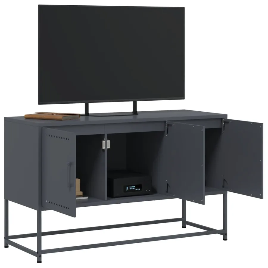 Meuble TV anthracite 100,5x39x60,5 cm acier - 5