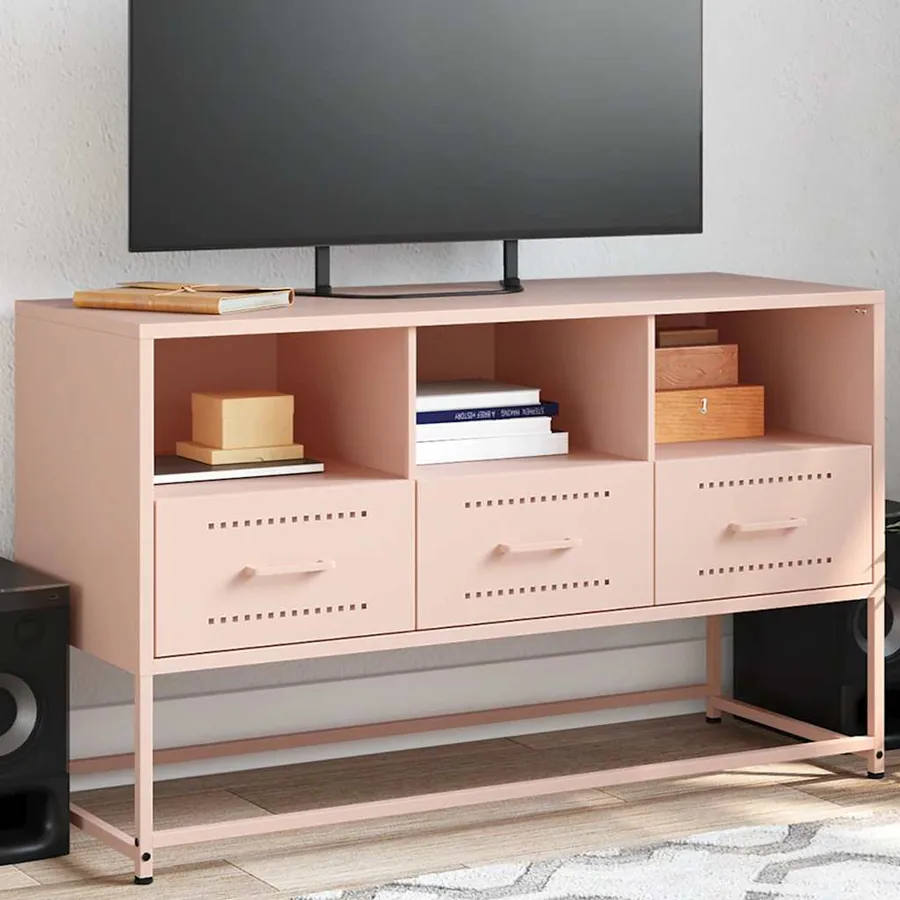 Meuble TV rose 100,5x39x60,5 cm acier