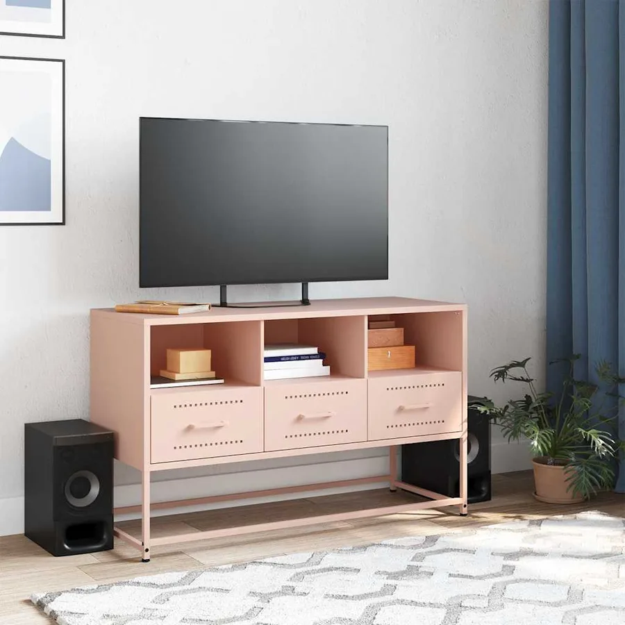 Meuble TV rose 100,5x39x60,5 cm acier - 3