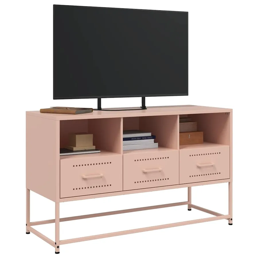 Meuble TV rose 100,5x39x60,5 cm acier - 4