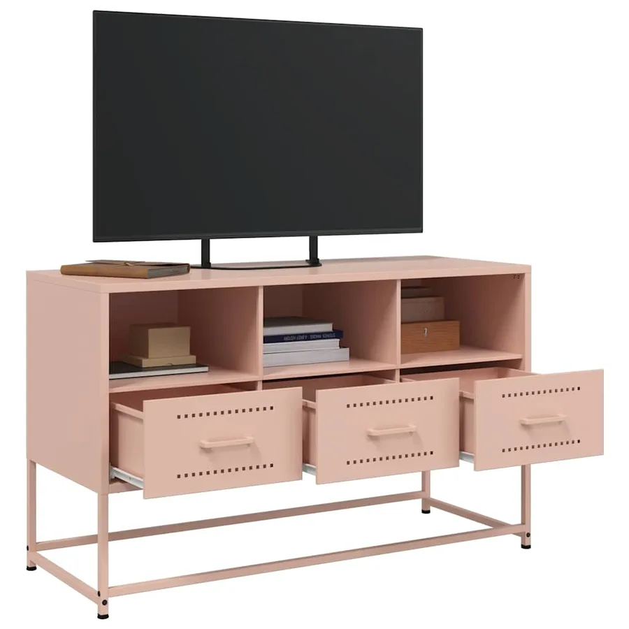Meuble TV rose 100,5x39x60,5 cm acier - 5
