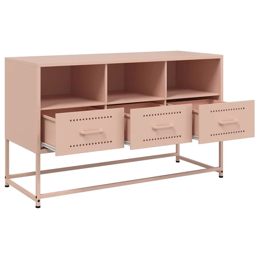 Meuble TV rose 100,5x39x60,5 cm acier - 9