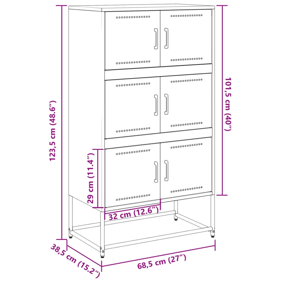 Buffet anthracite 68,5x38,5x123,5 cm acier - 12