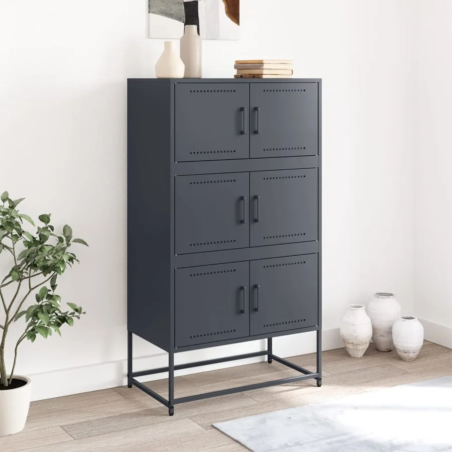 Buffet anthracite 68,5x38,5x123,5 cm acier - 3