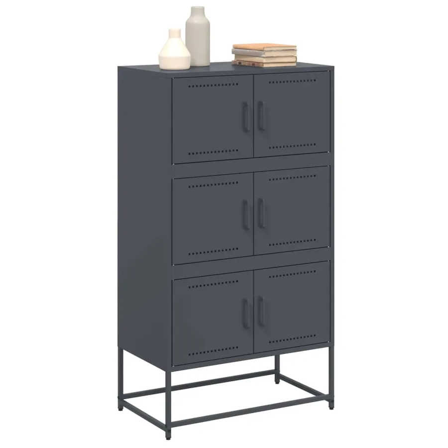 Buffet anthracite 68,5x38,5x123,5 cm acier - 4