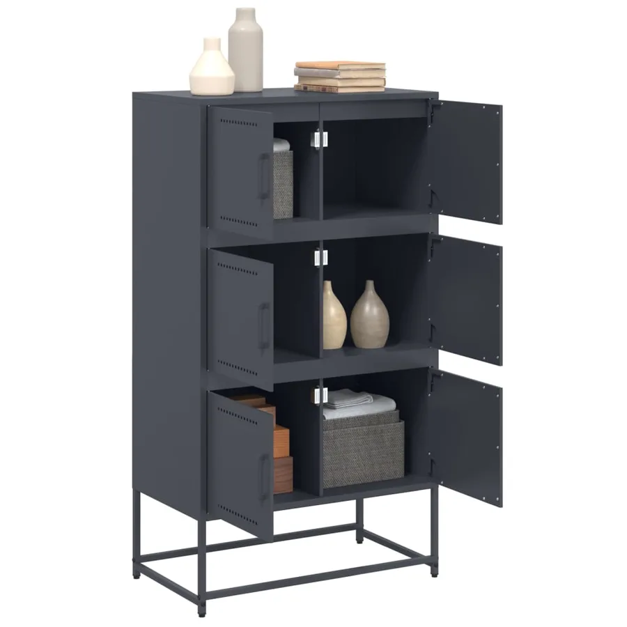 Buffet anthracite 68,5x38,5x123,5 cm acier - 5
