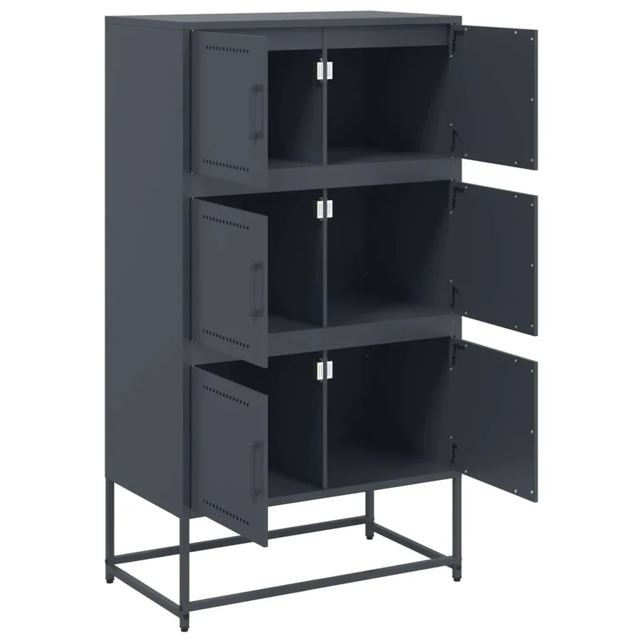 Buffet anthracite 68,5x38,5x123,5 cm acier - 9