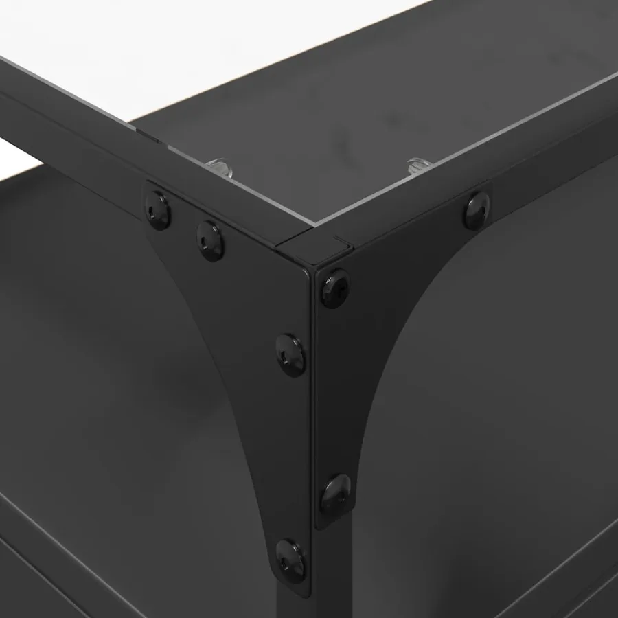 Meuble TV et dessus en verre noir 80x35x51 cm bois d'ingénierie - 8