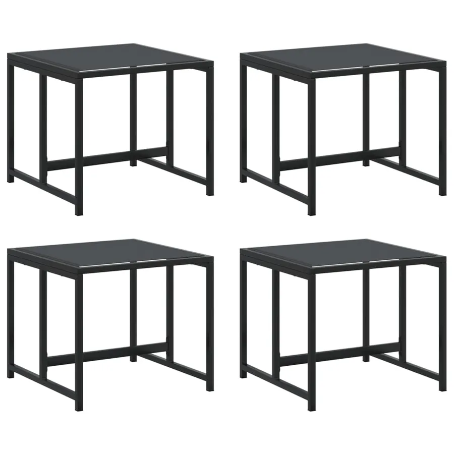 Tabourets de jardin 4 pcs noir acier et textilène - 2