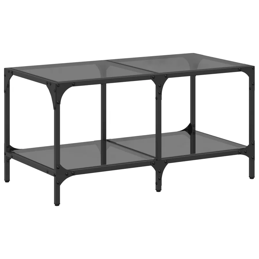 Table basse avec dessus en verre noir 78,5x40x40 cm acier - 2