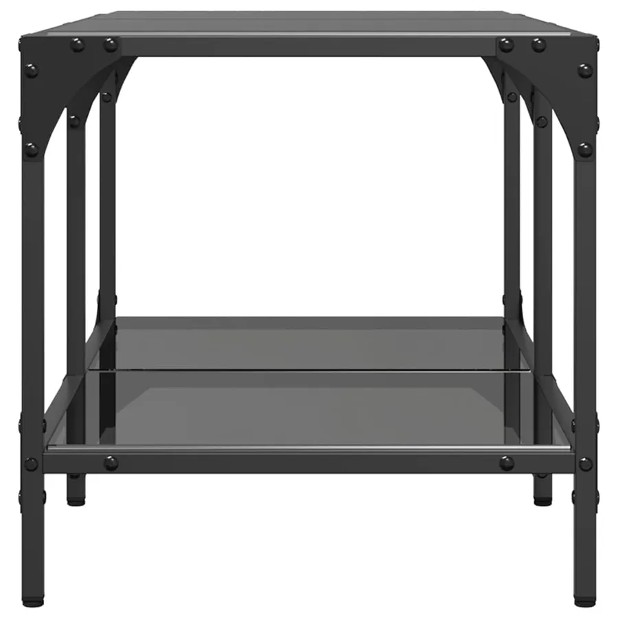 Table basse avec dessus en verre noir 78,5x40x40 cm acier - 5