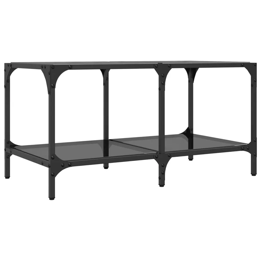 Table basse avec dessus en verre noir 78,5x40x40 cm acier - 6