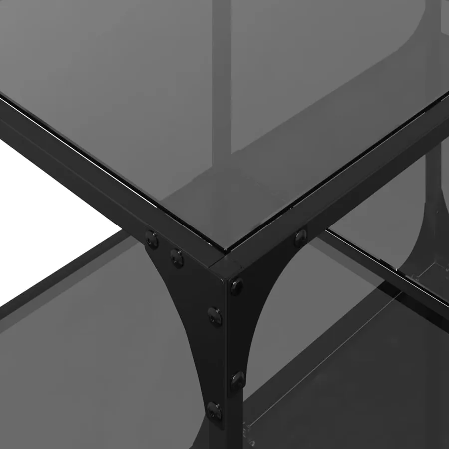Table basse avec dessus en verre noir 78,5x40x40 cm acier - 7