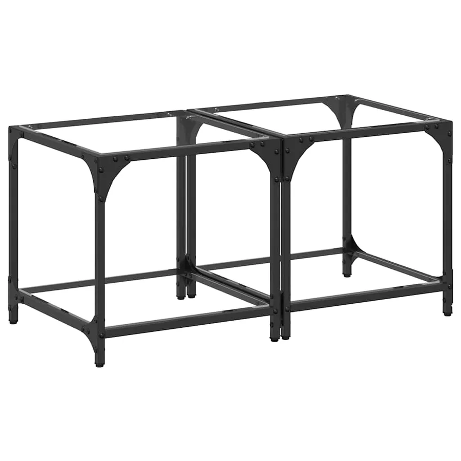 Tables basses avec dessus en verre transparent 2 pcs acier - 2