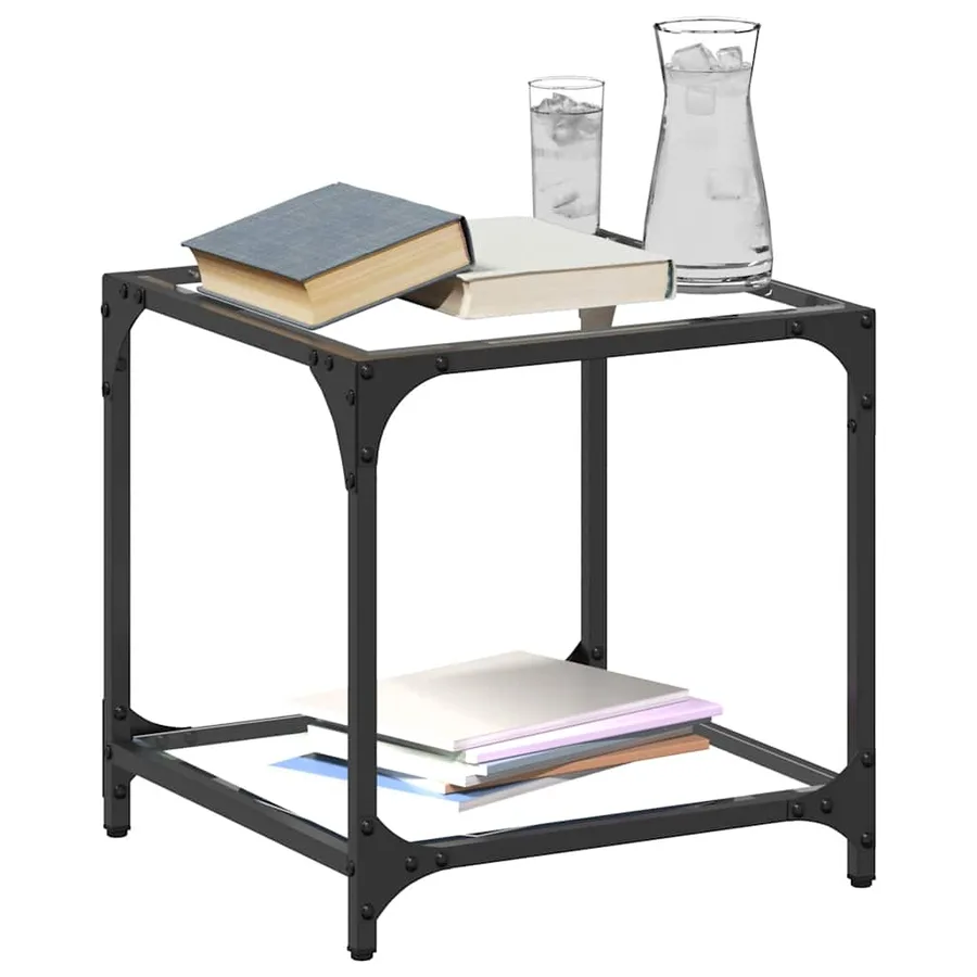 Tables basses avec dessus en verre transparent 2 pcs acier - 3