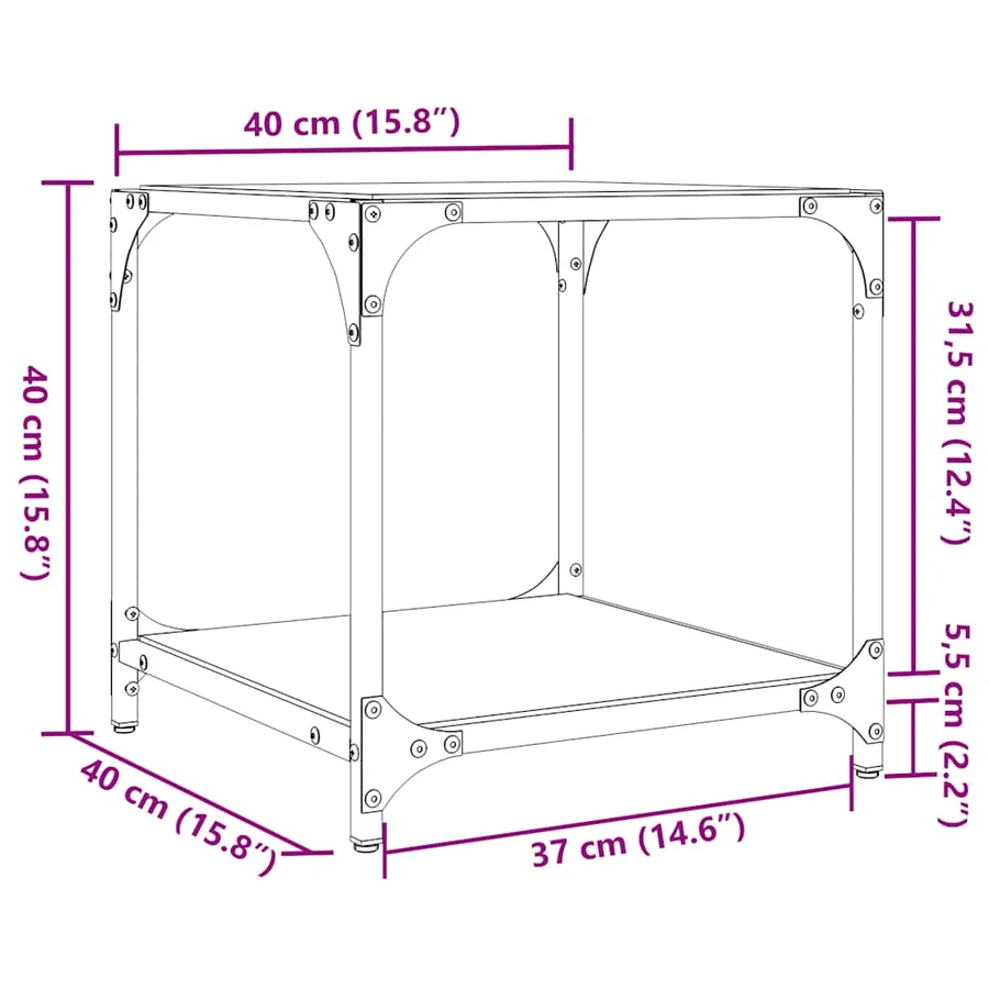 Tables basses avec dessus en verre transparent 2 pcs acier - 9