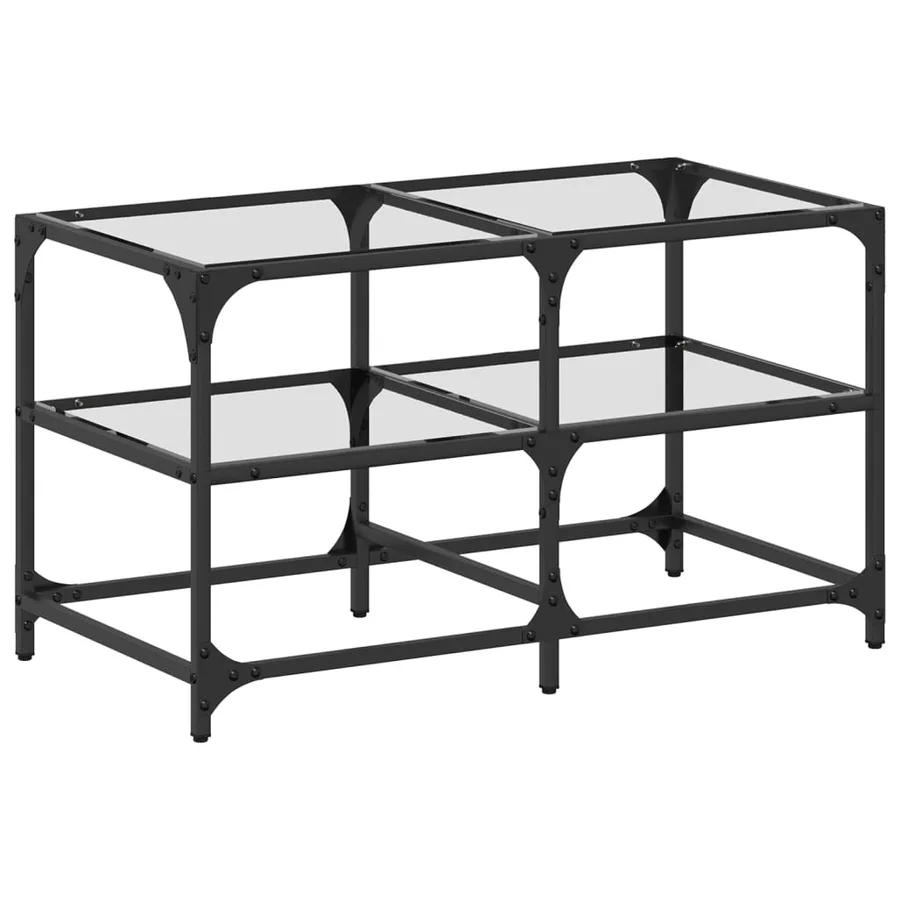 Table basse avec dessus en verre transparent 78,5x40x45cm acier - 2