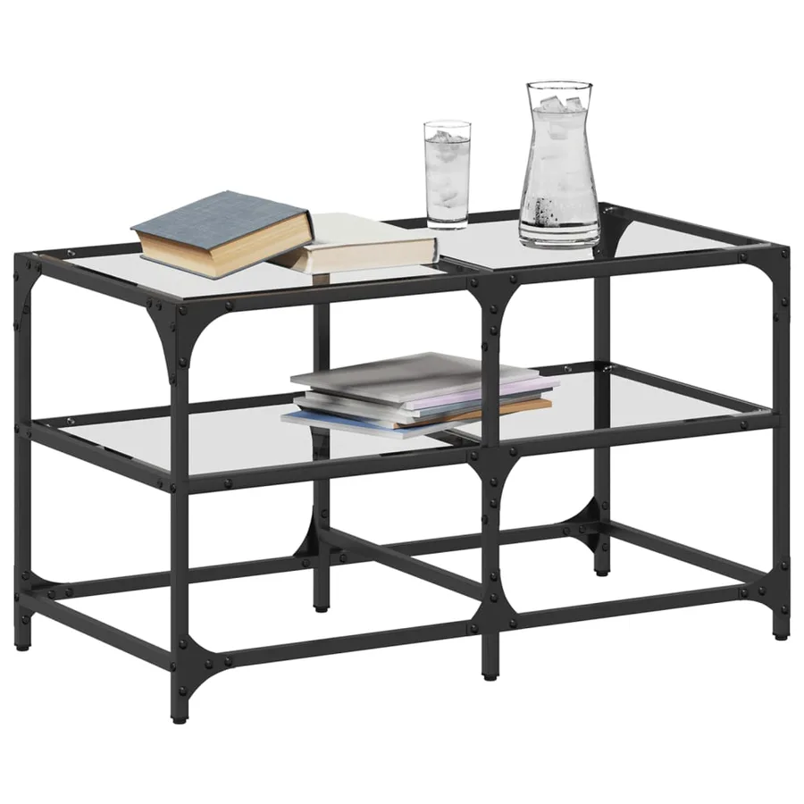 Table basse avec dessus en verre transparent 78,5x40x45cm acier - 3