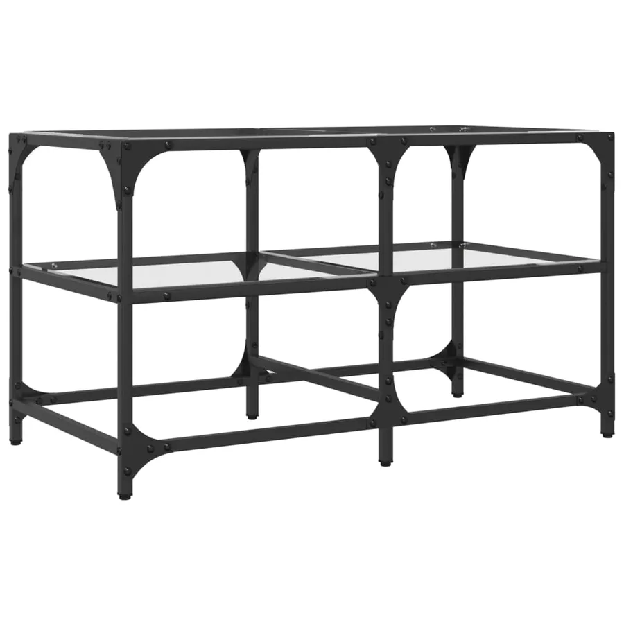 Table basse avec dessus en verre transparent 78,5x40x45cm acier - 6