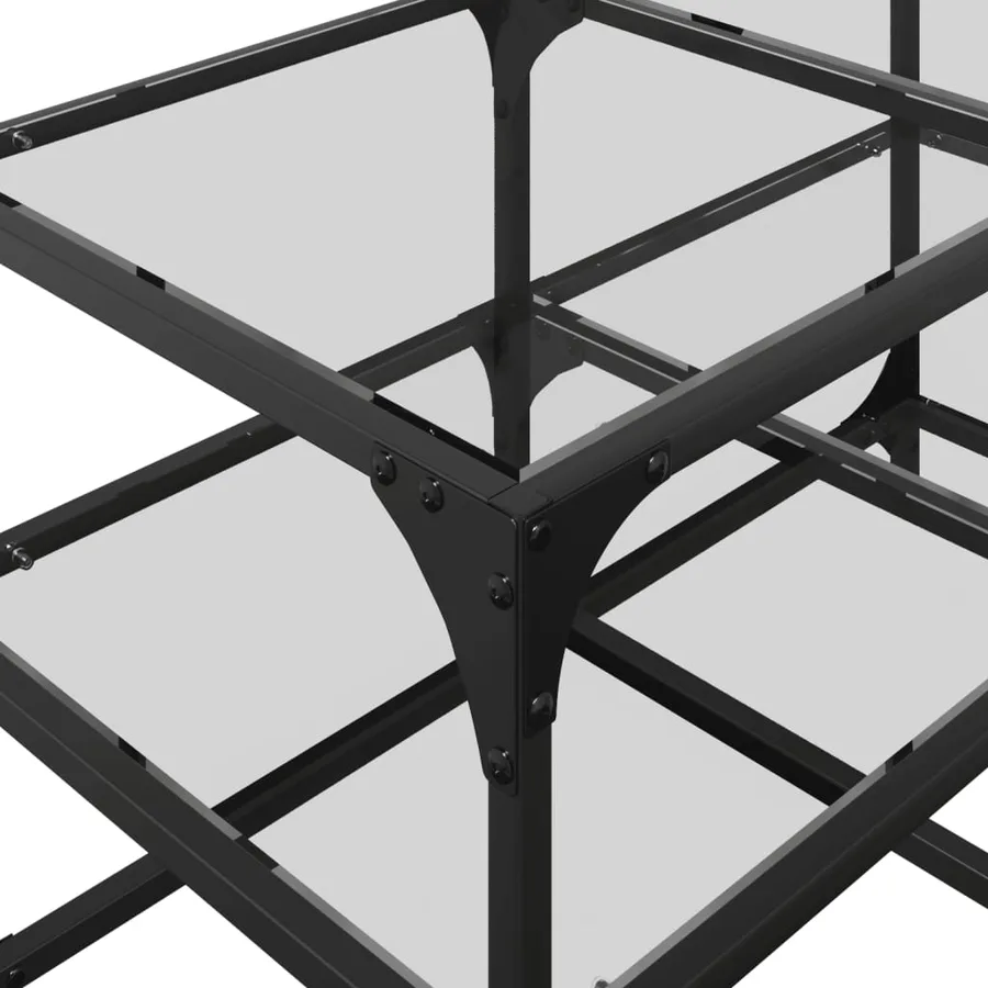 Table basse avec dessus en verre transparent 78,5x40x45cm acier - 8