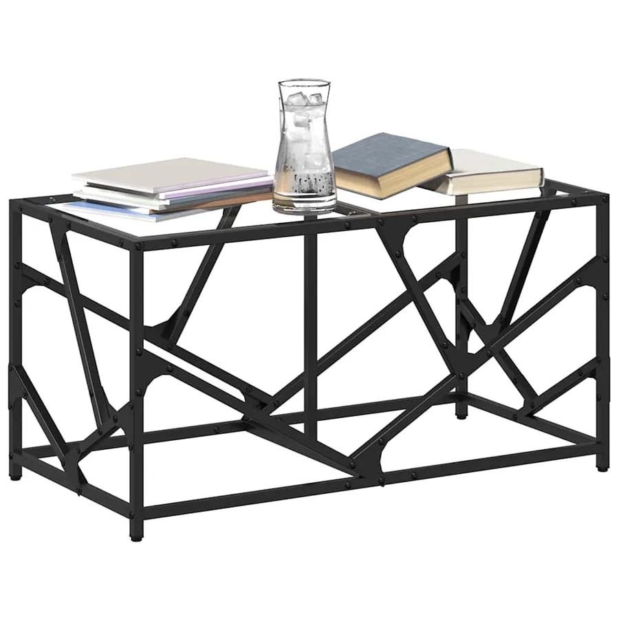 Table basse avec dessus en verre transparent 78,5x40x41cm acier - 3