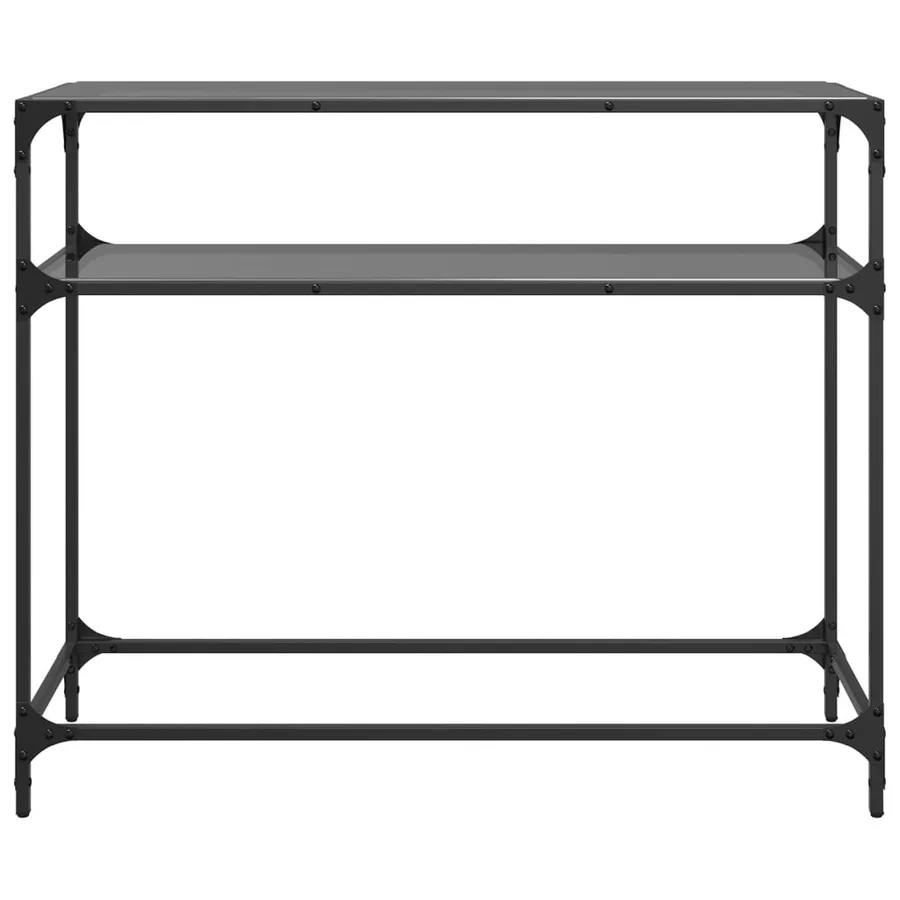Table console avec dessus en verre noir 98x35x81 cm acier - 4