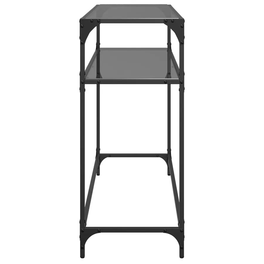 Table console avec dessus en verre noir 98x35x81 cm acier - 5