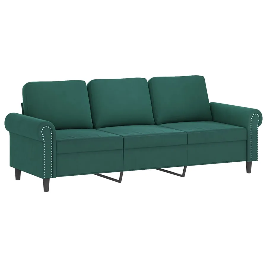 Ensemble de canapés 4 pcs avec coussins vert foncé velours - 5