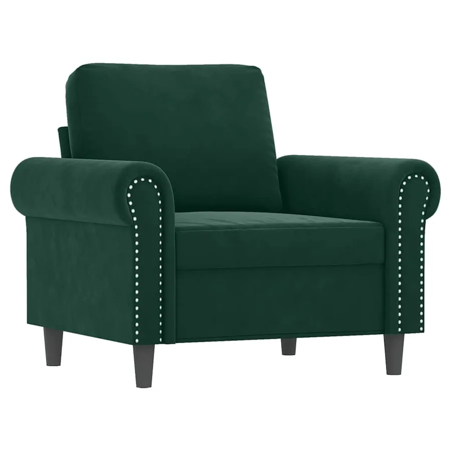 Ensemble de canapés 3 pcs avec coussins vert foncé velours - 3