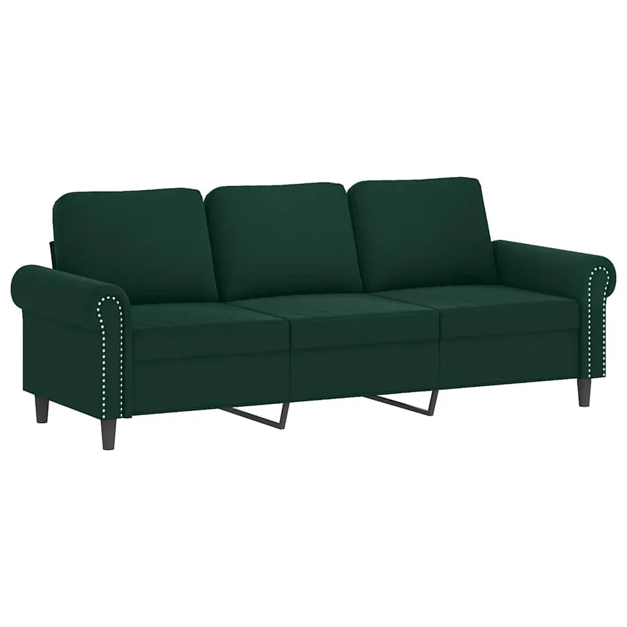 Ensemble de canapés 3 pcs avec coussins vert foncé velours - 5