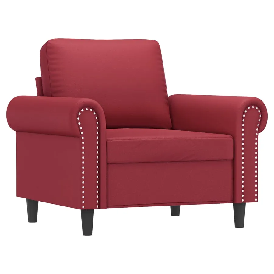 Fauteuil avec repose-pied Rouge bordeaux 60 cm Similicuir - 4
