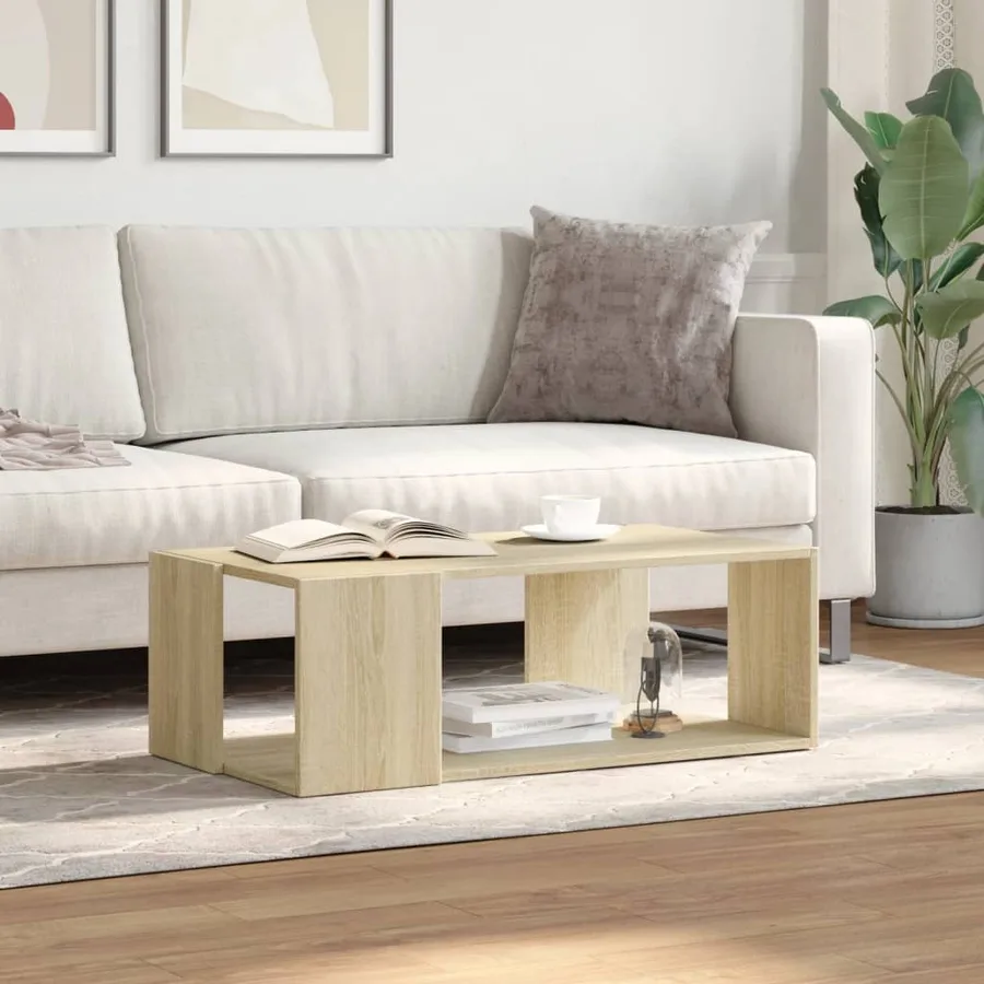 Table basse chêne sonoma 89,5x48x30 cm bois d'ingénierie - 3