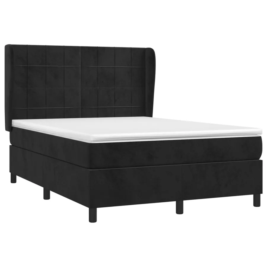 Sommier à lattes de lit avec matelas Noir 140x190 cm Velours - 3