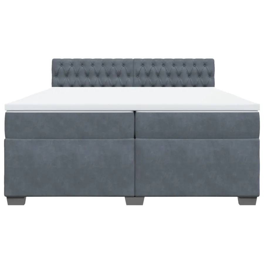 Sommier à lattes de lit et matelas Gris foncé 200x200cm Velours - 4