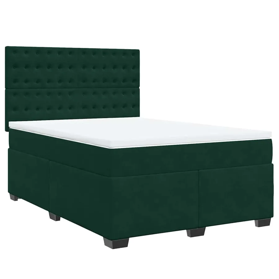 Sommier à lattes de lit et matelas Vert foncé 140x190cm Velours - 3