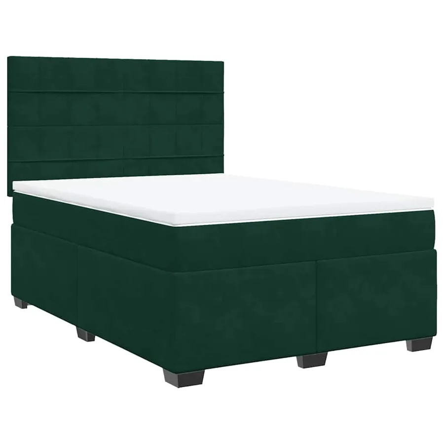 Sommier à lattes de lit et matelas Vert foncé 140x190cm Velours - 3