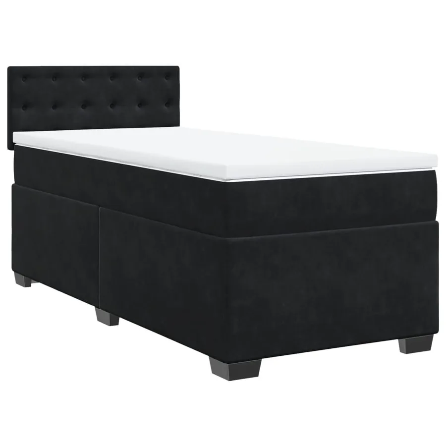 Sommier à lattes de lit avec matelas Noir 100x200 cm Velours - 2