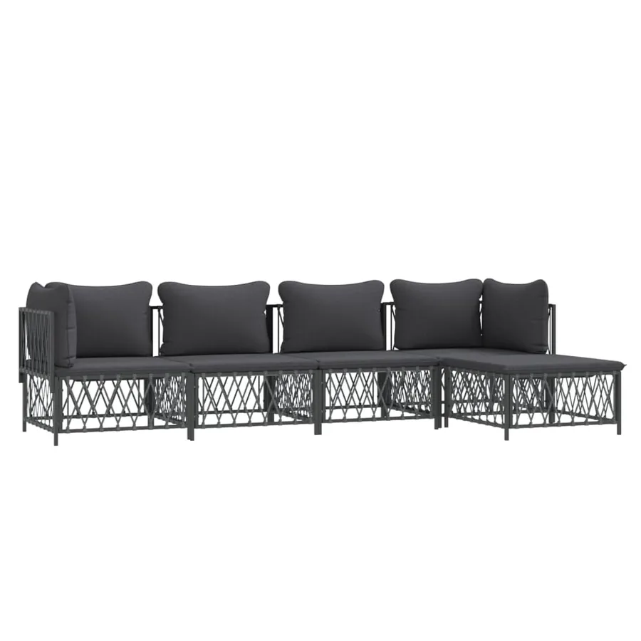 Salon de jardin avec coussins 5 pcs anthracite acier - 3