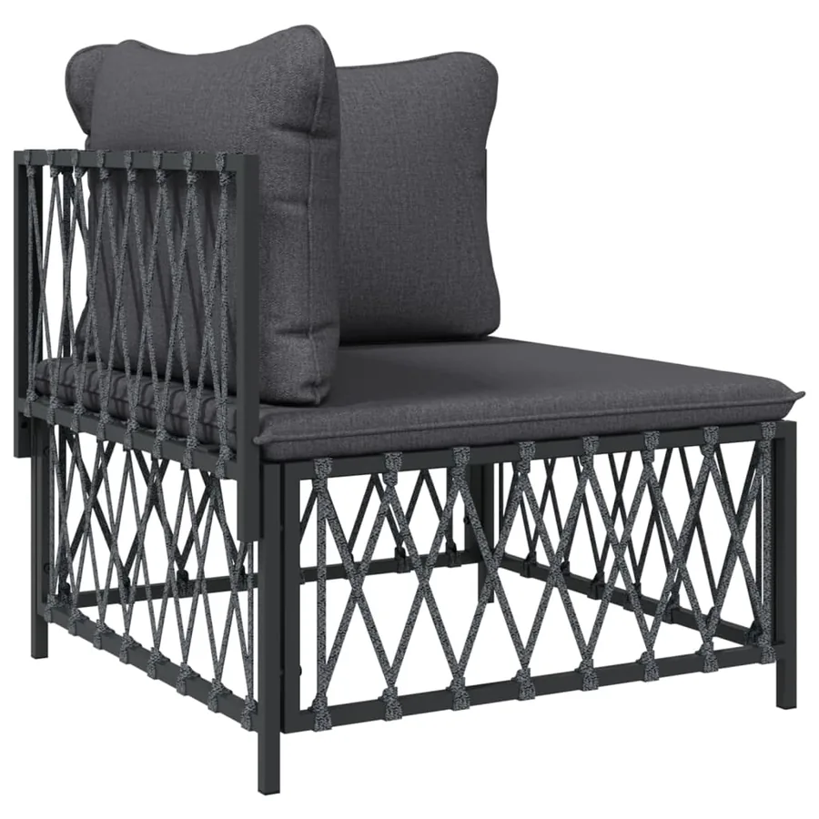 Salon de jardin avec coussins 5 pcs anthracite acier - 4