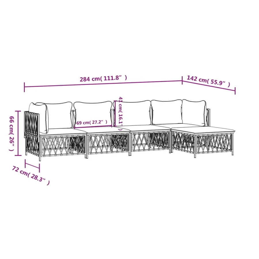 Salon de jardin avec coussins 5 pcs anthracite acier - 9