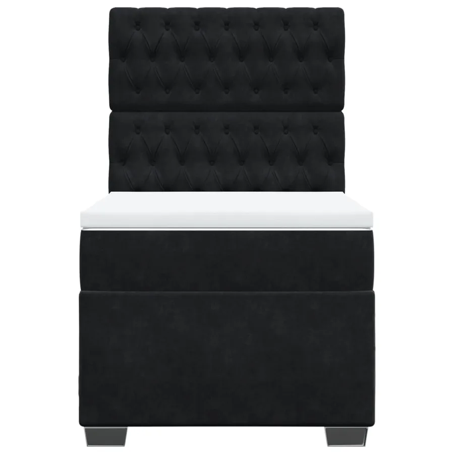 Sommier à lattes de lit avec matelas Noir 100x200 cm Velours - 4