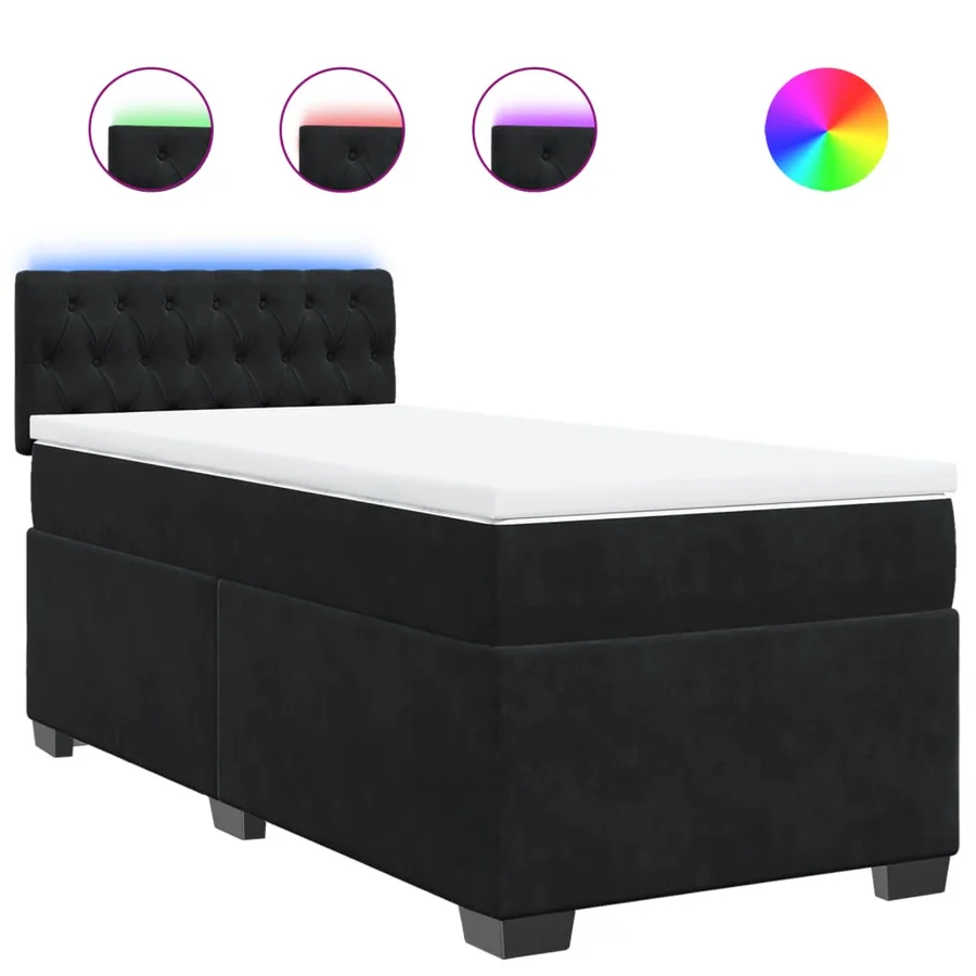 Sommier à lattes de lit avec matelas Noir 100x200 cm Velours - 2