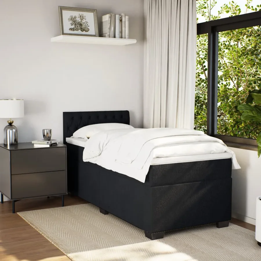 Sommier à lattes de lit avec matelas Noir 100x200 cm Velours - 5